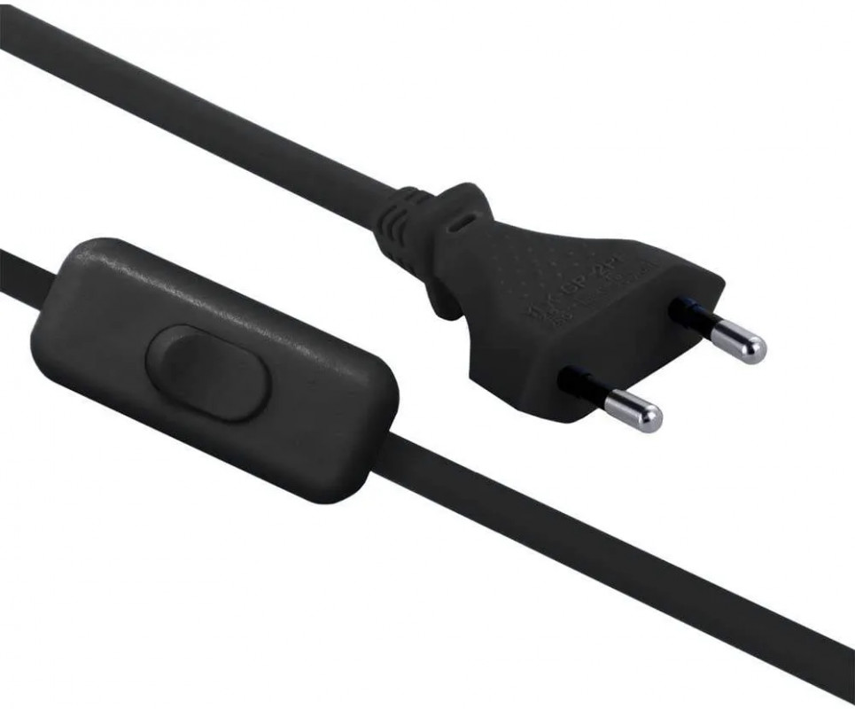 Cavo con interruttore e spina 6A, 2x0.75, nero Cavo con interruttore e spina 6A, 2x0.75, nero