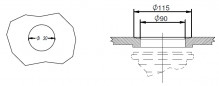 Basket drain with round overflow, diameter 90mm, black metallic satin finish