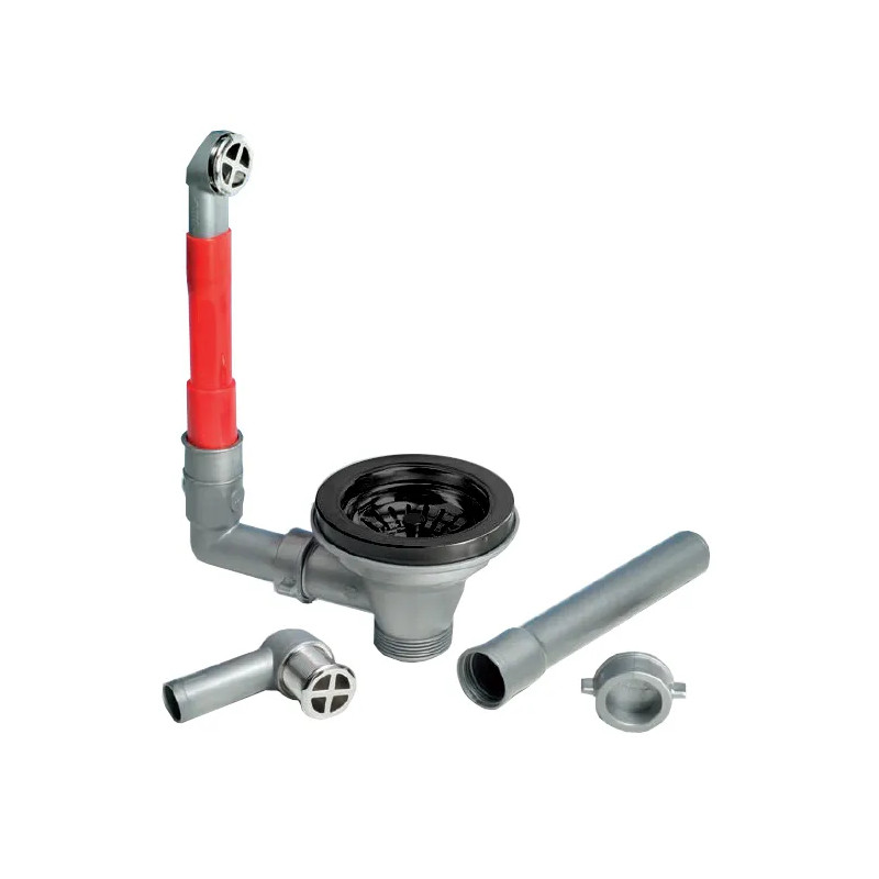 Scarico a cestello con troppopieno rotondo, diametro 90mm, nero metallizzato satinato
