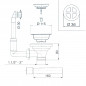 Basket drain with round overflow, diameter 90mm, black metallic satin finish