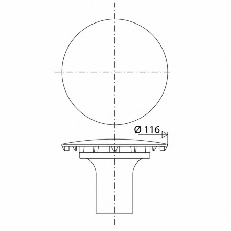 Chrome plated ABS cover with watertight tube for 90mm diameter drain