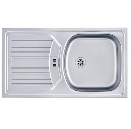 Lavello in acciaio inox DEKOR EUROSTAR 1 vasca, 1 sgocciolatoio, ELT NOVA 614
