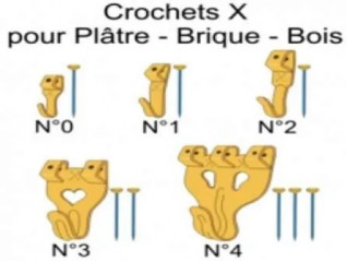 Hook X number 1, with pin, 10 pieces