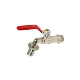 Brass tap + red flat steel handle, 15X21/20X27 - Sferaco - Référence fabricant : 696045