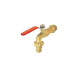 Brass tap + red flat steel handle, 20X27/26X34 - Sferaco - Référence fabricant : 682056