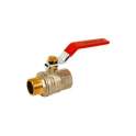 Ball valve brass PN40 male and female + flat steel handle red, 08X13