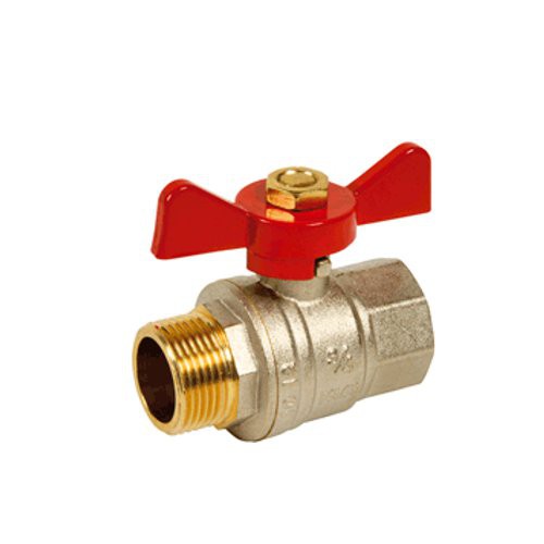 Brass ball valve PN40 male and female + red butterfly handle, 08X13