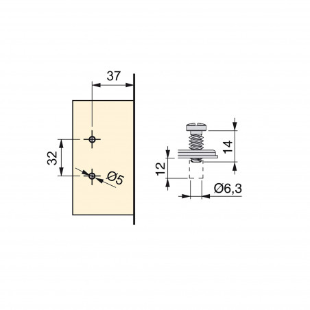 2 hinges X95 opening at 110° EUROVIS base