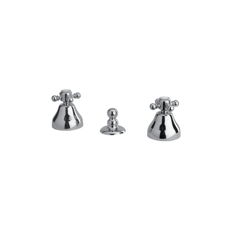 Pair of bidet faucets with pop-up waste and pull cord TIFFANY chrome