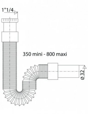 Dado di accoppiamento flessibile MODULOFLEX 33x42, maschio 32mm, da 350 a 800mm cromo