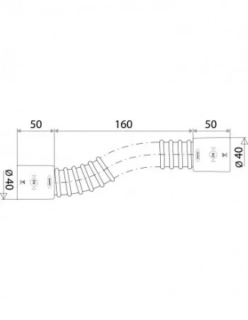 Raccord flexible armé FITOFLEX 260 mm, femelle femelle 40 mm, à coller