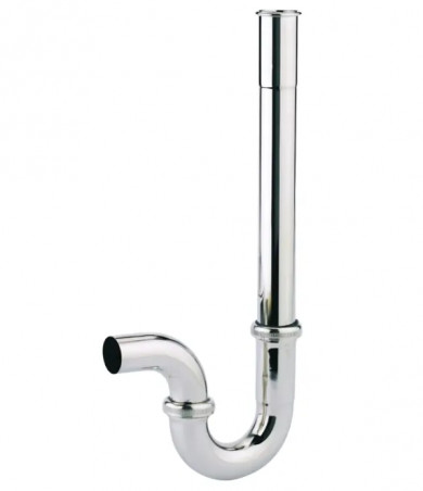 Siphon machine à laver simple, laiton, chromé, 32 mm, horizontal