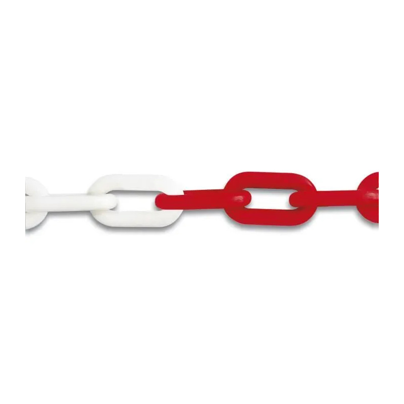 Rood-witte plastic signalisatieketting, diameter 8 mm, per meter