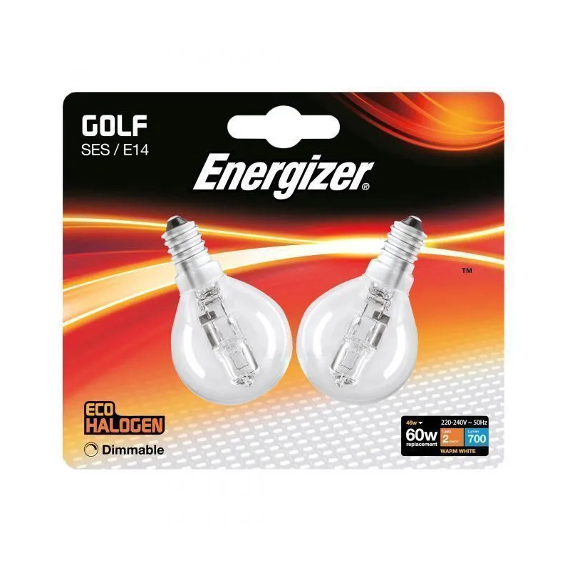E14 eco halogeenlampen, 750lm 48w/60w 2700k, 2 stuks