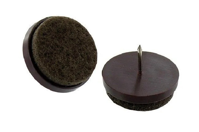 Patin à clouer en feutre marron pour meubles, 22 mm, 4 unités