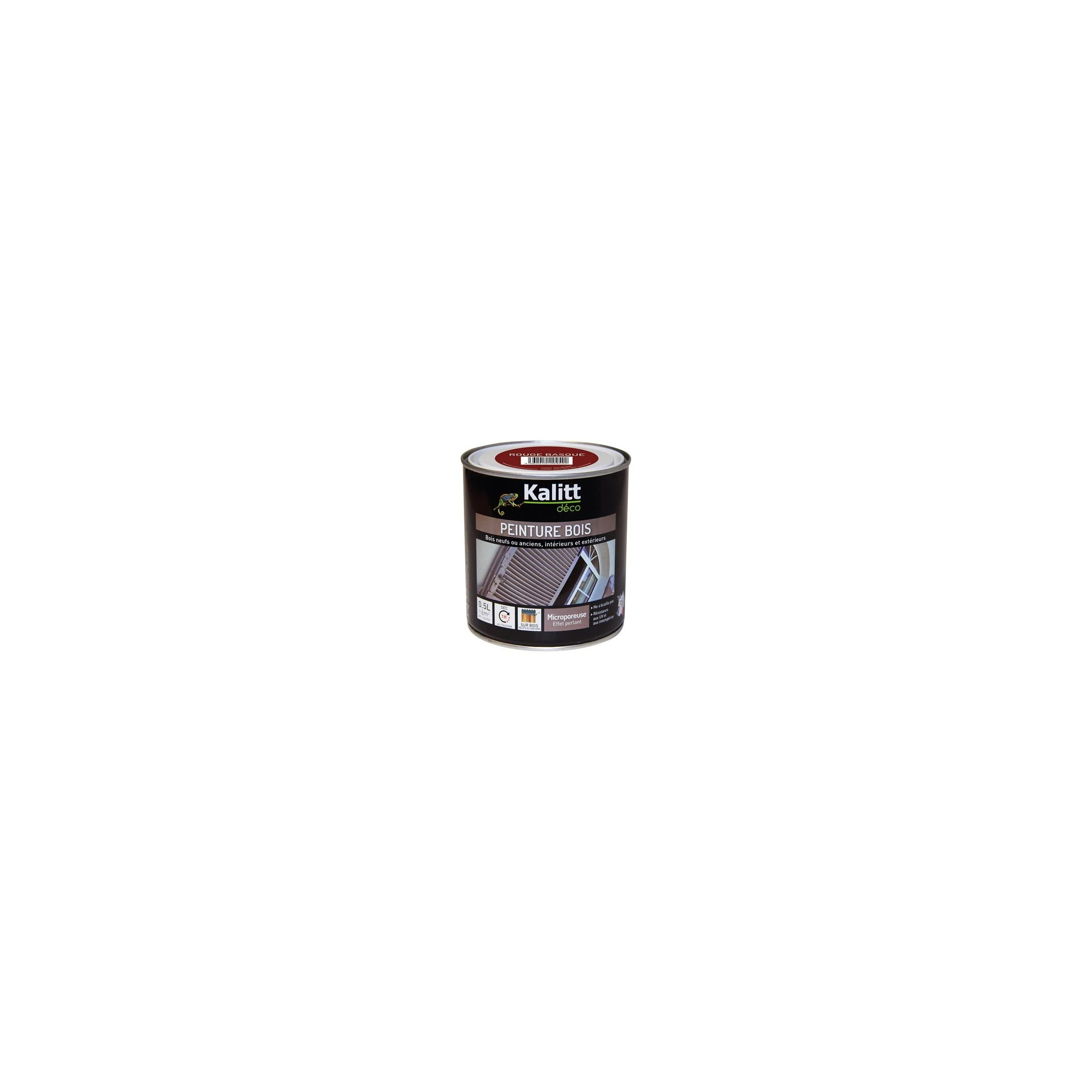 Peinture bois satin rouge basque 0.5 litre KALITT 391912