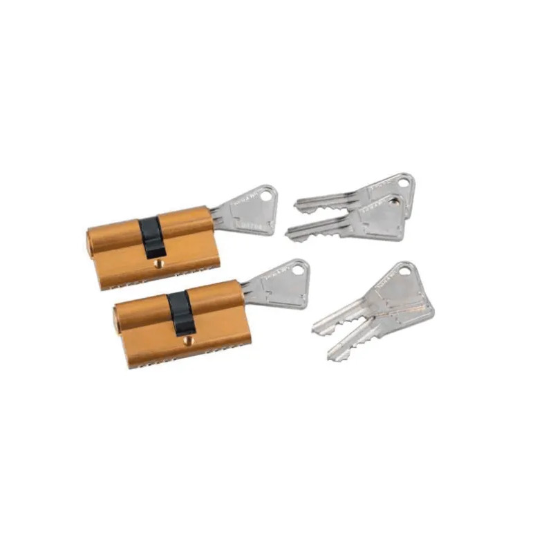 Openingsslotcilinder V5, 2 messing cilinders, 30 x 30 mm, 5 pinnen, 3 sleutels