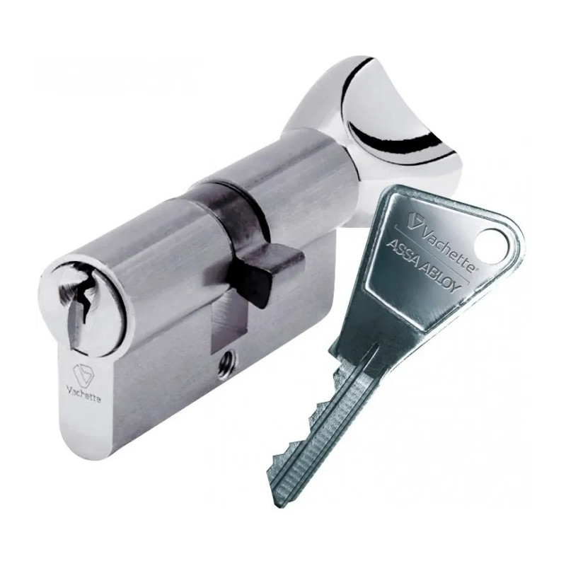 Vernikkelde knopcilinder V5, 30x30 mm, 5 pinnen, 3 sleutels