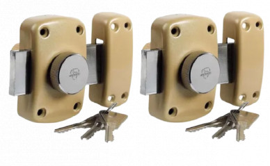 Lot de deux verrou Cyclop bouton et cylindre de L.45 mm, diamètre 23mm avec 3 clés