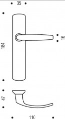 Due maniglie della porta con finitura a specchio cromata, distanziate di 165 mm