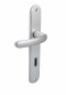 Budget deurgrepen met zilveren plaat, hartafstand 165 mm, sleutel L