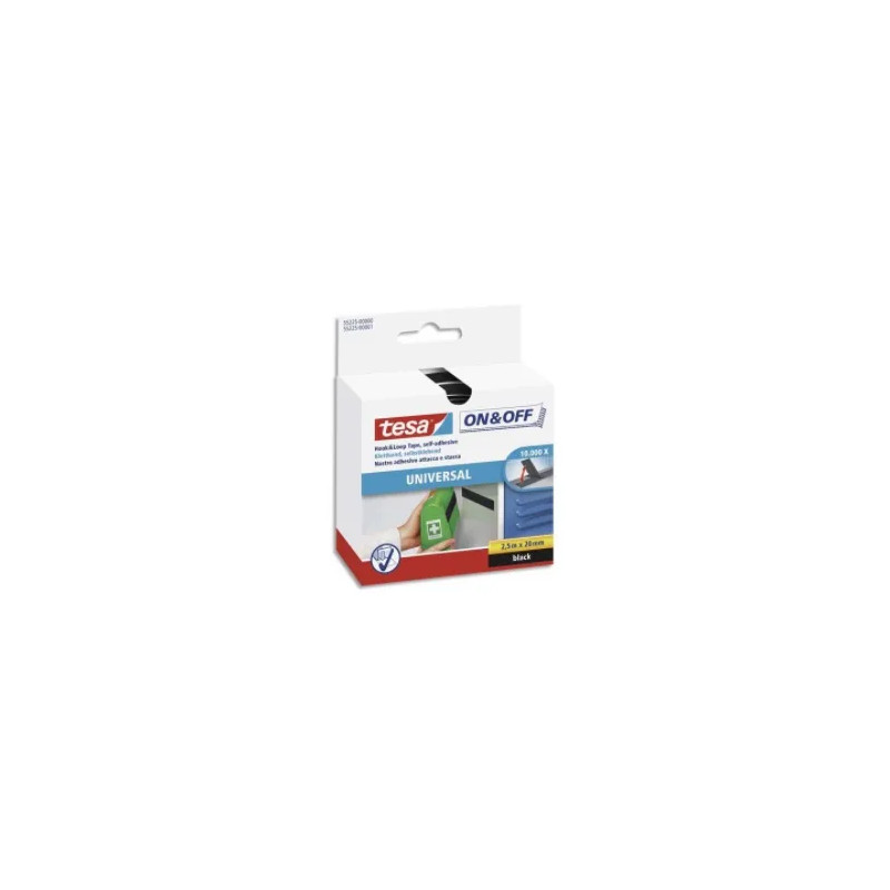 ON & OFF klittenband, zwart, 2.5m x 20 mm