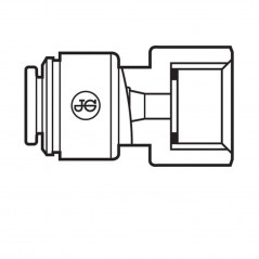 Racor hembra 15 x 21 ( 1/2" ), para tubo 10 mm, acetal negro