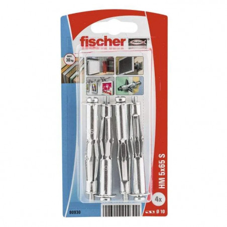 Cheville métallique HM 5x65 + VIS 5X75, 4 pièces