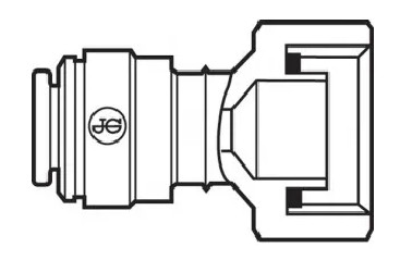  John Guest Kupplung weiblich 15 x 21 ( 1/2" ) für 12 mm Schlauch, Acetal grau