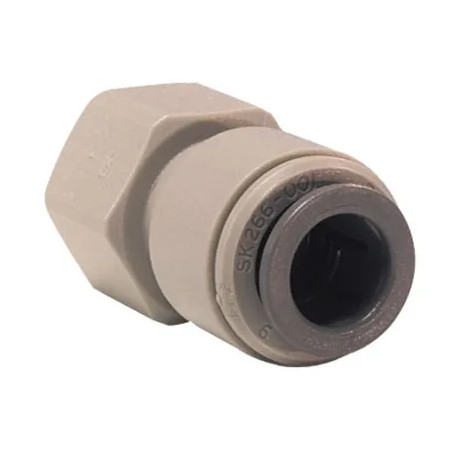Unión de acetal femenino, negro, fondo plano, 3/4, para manguera de 8mm