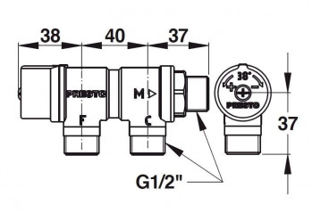 Regolatore termostatico di sicurezza da 1/2" con ingresso in parallelo