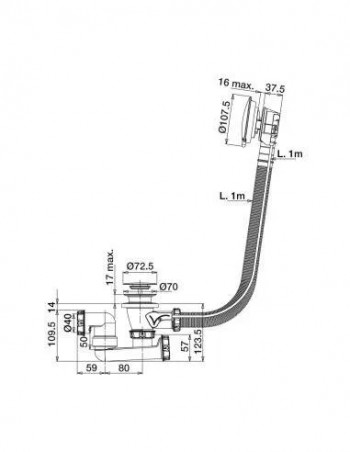 Raccord flexible MODULOFLEX écrou 40x48, mâle 40mm, 380 à 800mm