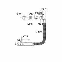Universal overflow with 24.30 mm cover, length 35 mm, black