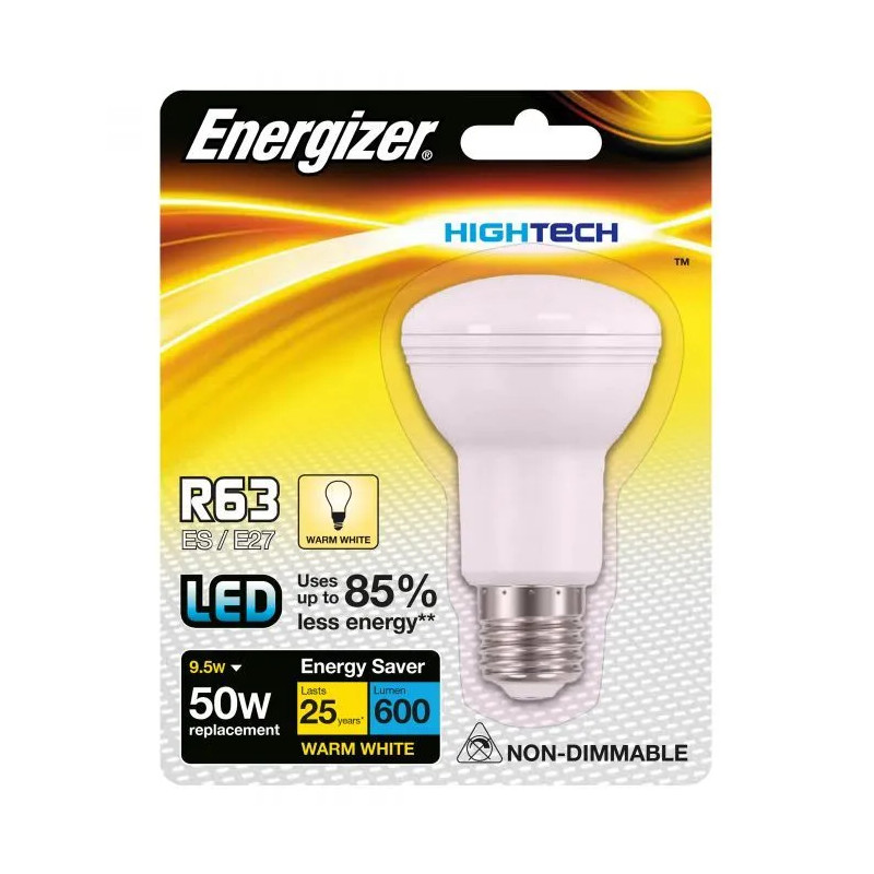 R63 E27 LED reflectorlamp, 600 lumen, 9,5W/50W