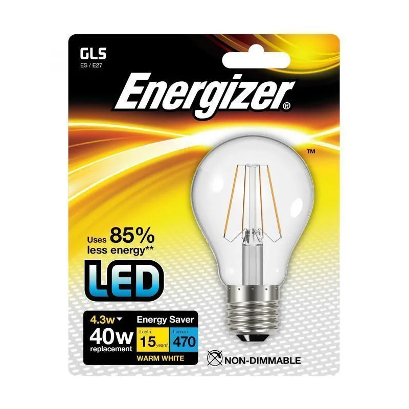 Ampoule LED standard à filament E27, 470 lumens, 4.3W/40W Ampoule LED standard à filament E27, 470 lumens, 4.3W/40W