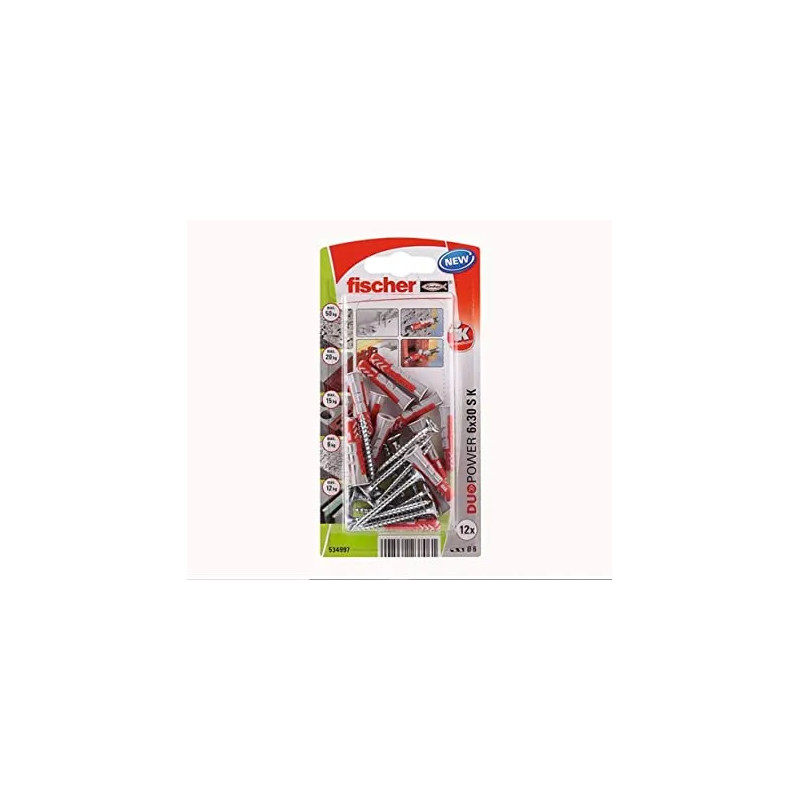 DUOPOWER pluggen 6x30 met schroeven 4,5x40, 12 st