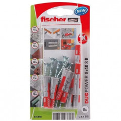 Assortiment de chevilles DUOPOWER + Vis - 65 pièces.