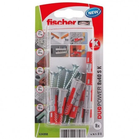 Assortiment de chevilles DUOPOWER + Vis - 65 pièces.