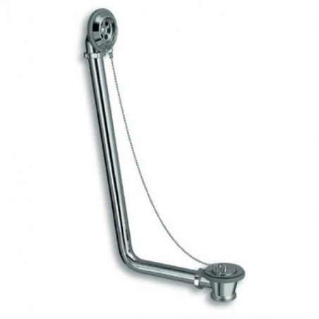 Siphon baignoire vertical en laiton chromé pour vidage apparent