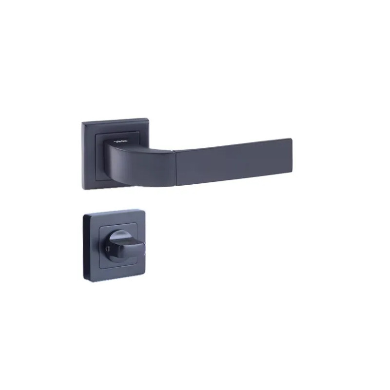 Square 7 deurklink, zwart, YALE Bologna, vergrendelknop