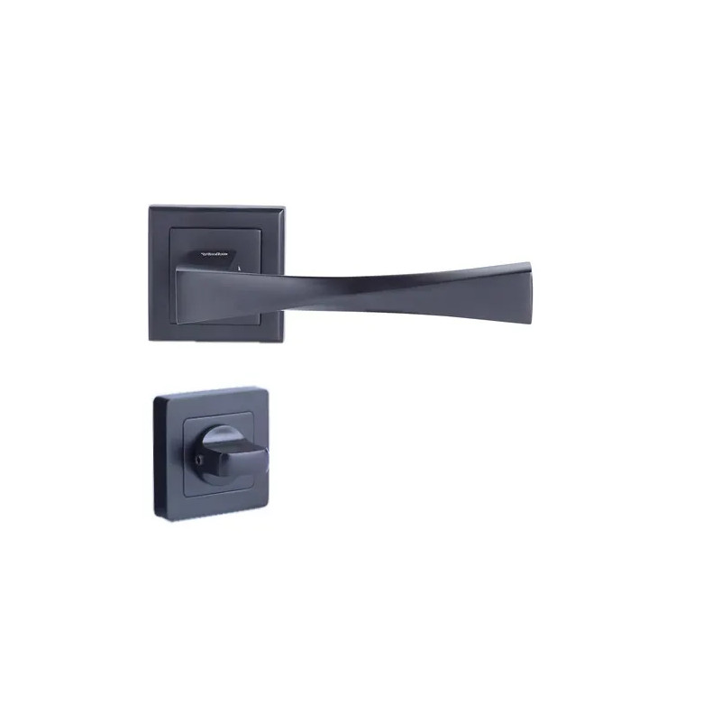 7" vierkante deurklink, zwart, YALE Verona, sluitknop