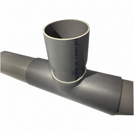 PVC saddle fitting 63x63 mm at 90 degrees, 15cm long