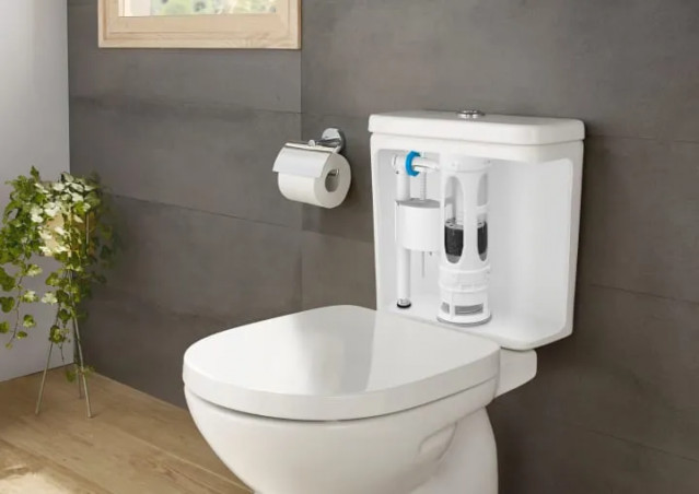 Meccanismo di risciacquo universale per WC, foro di copertura da 40 e 50 mm, portata doppia