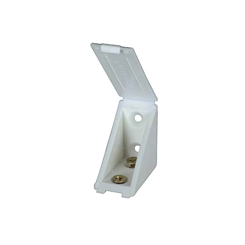Haakse schoenplaat, groot model, B23xH40xD40mm, wit PVC, 12 stuks.