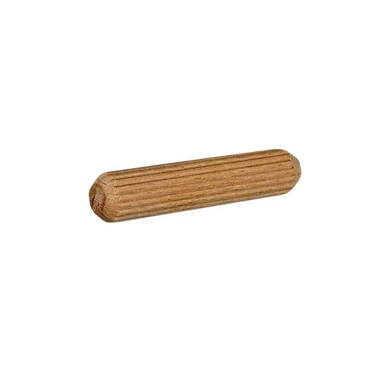 Gegroefde, afgeschuinde deuvel, beukenhout, D8xL40mm, 25 stuks.