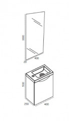 White lacquered ANGO washbasin cabinet, L400 mm, left opening