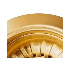 Basket drain with rectangular overflow, diameter 90 mm, satin bronze finish