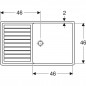 Spoelbak 85x50, afdruiprek links