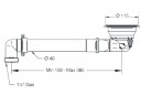 Spoelbakafvoer zonder overloop, diameter 90 mm, automatisch, met ruimtebesparend leidingwerk