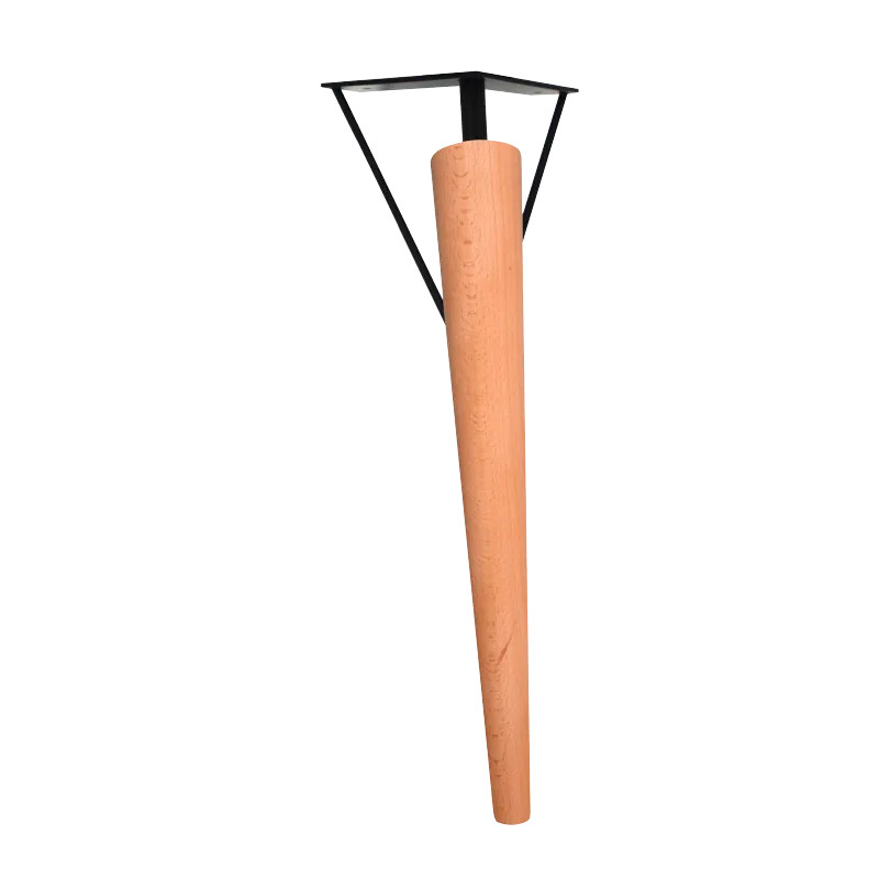 Schuin onderstel voor salontafel "CHARLY" in gelakt beukenhout en zwart staal, H 392 mm, D 50 mm